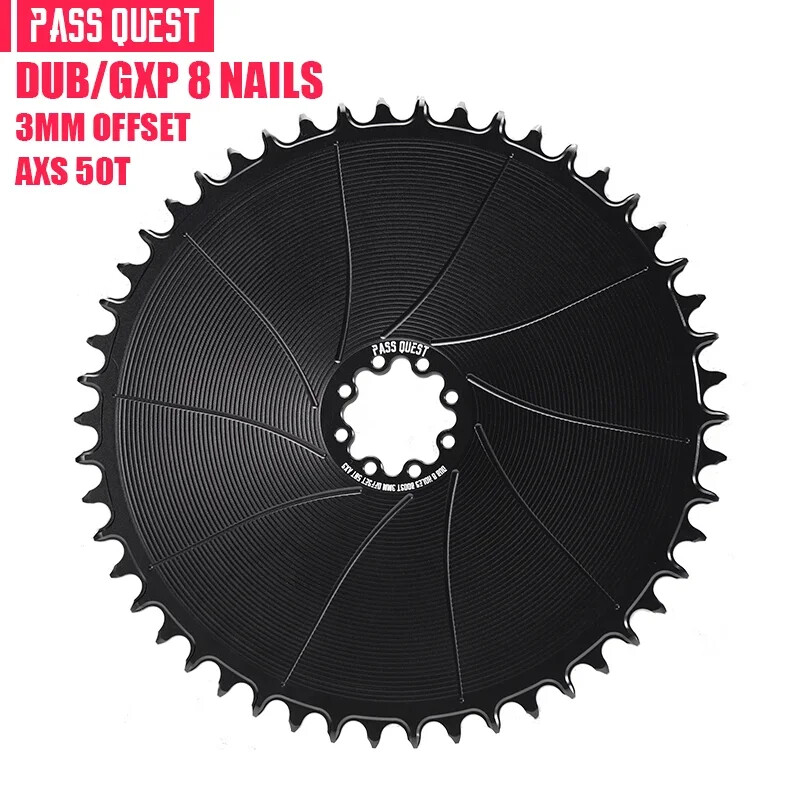 PASS QUEST Bicycle Chainring 3mm Offset Direct Mount For FORCE 8-Bolt AXS38T-54T