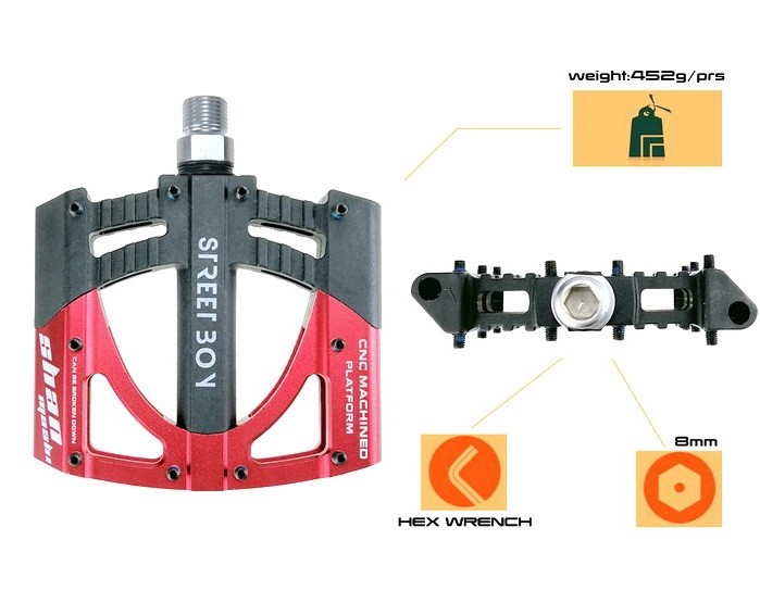 Aluminum Road MTB Mountain Bike XC Bicycle Pedal 3 Sealed Bearings Flat Pedals