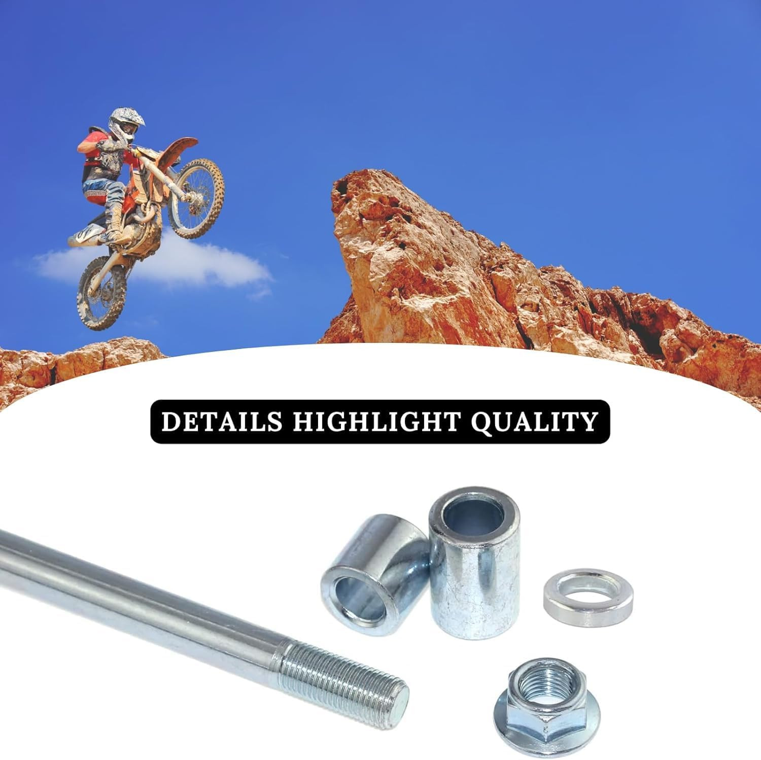 12mm 220mm Front Rear Axle with Bushing 5mm 20mm 30mm Fit for Pit Dirt Bike Mope