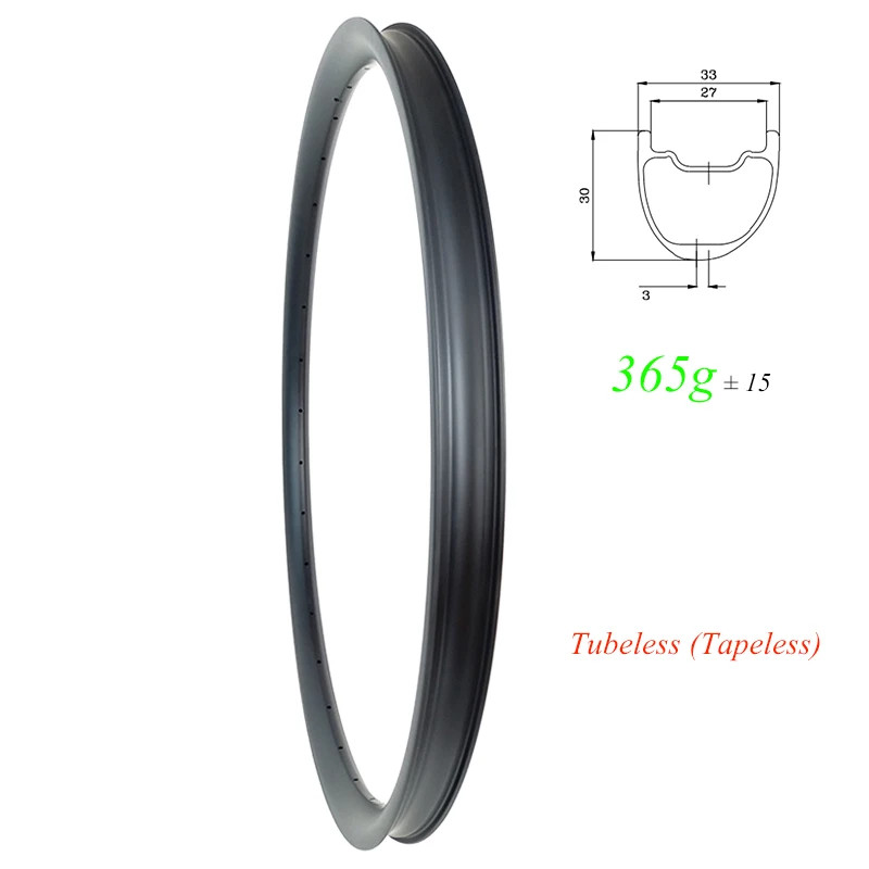 650B 27.5er MTB XC Wheels Asymmetric Tubeless Carbon Rim 30x33mm 24H 28H 32H