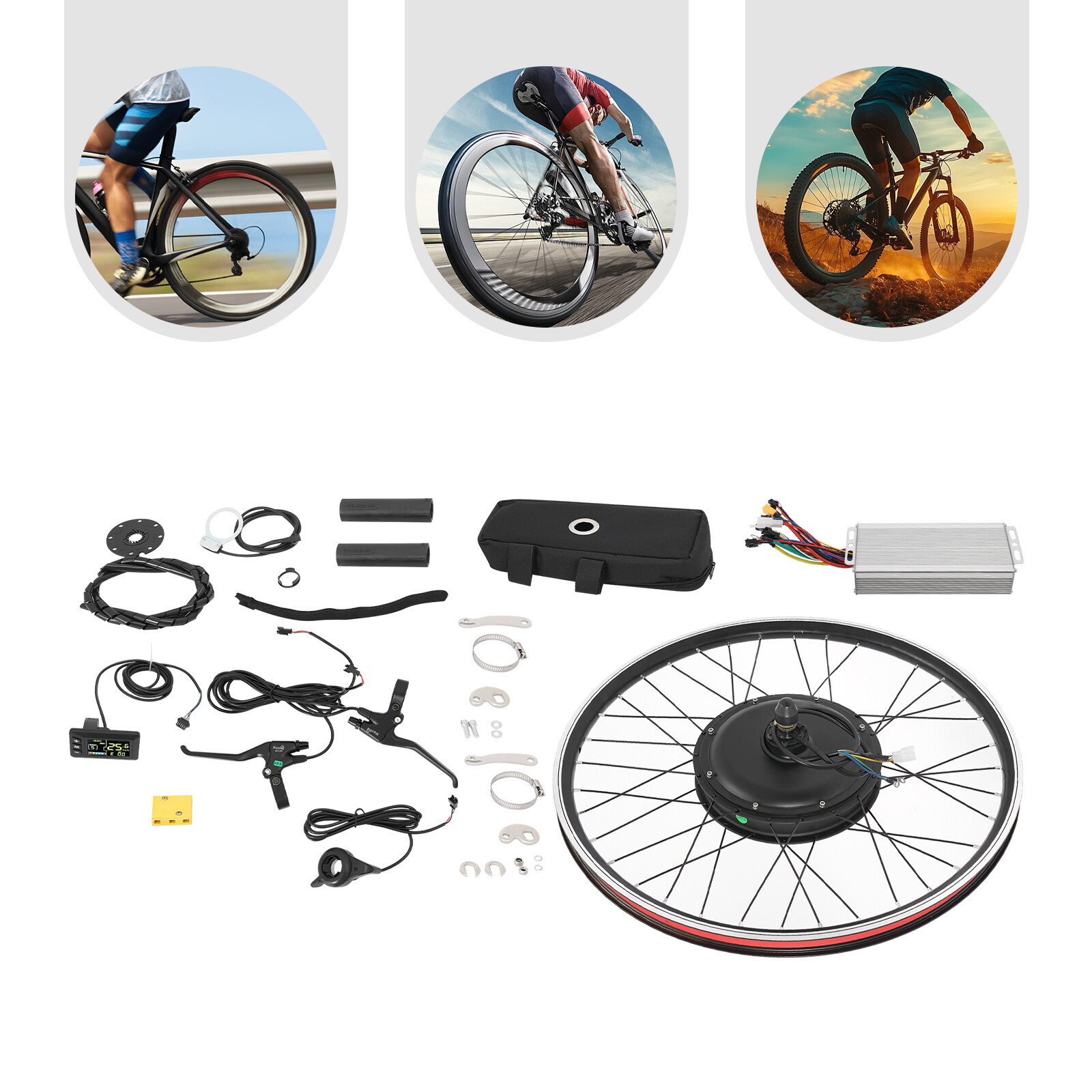 48V 2000W E-Bike Conversion Kit Rear Wheel 27.5 Inch LCD Display 330LBS 43.5MPH