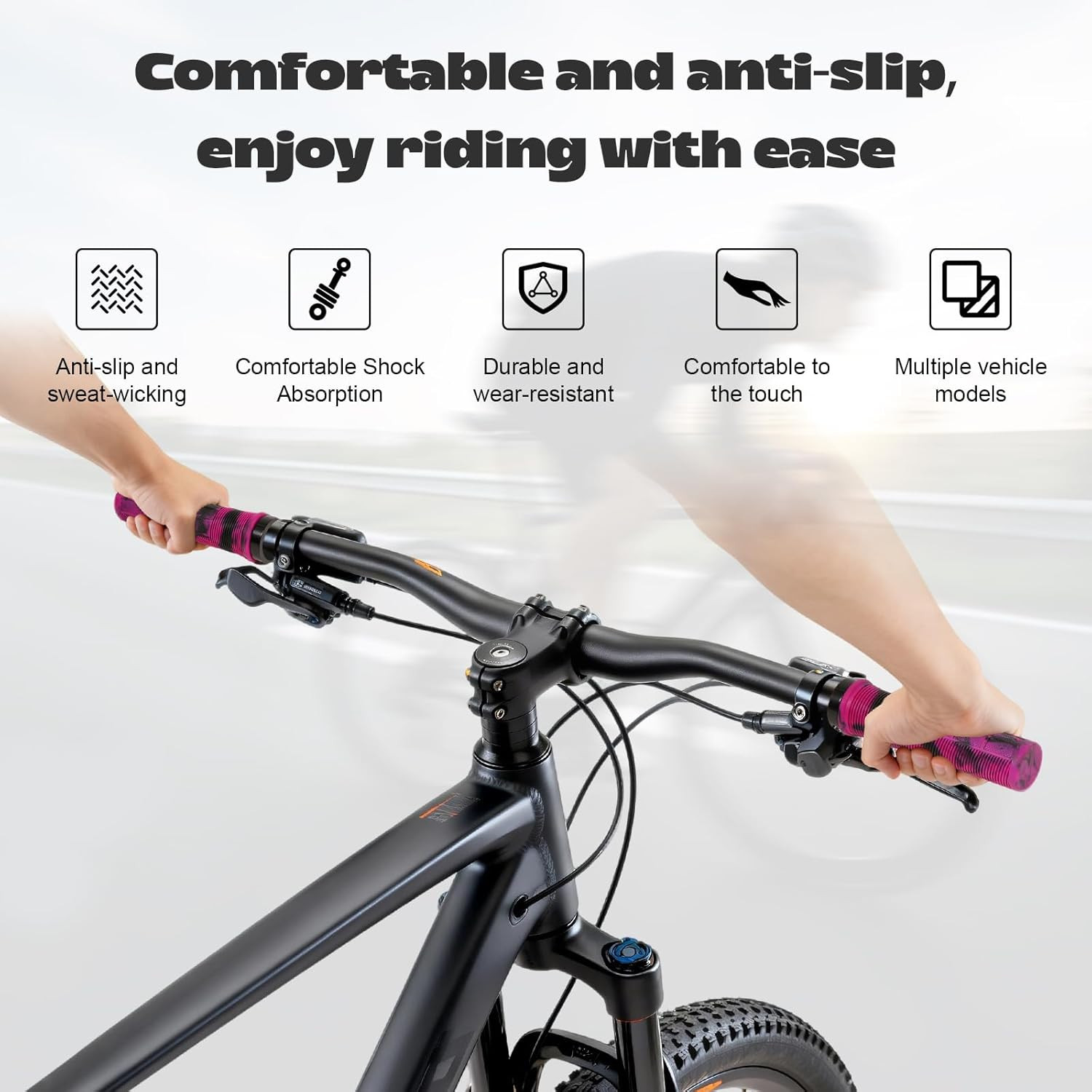 Bike Grips, Single Lock-On Bike Handlerbar Grips,Non-Slip-Rubber Hand Grip Comfo