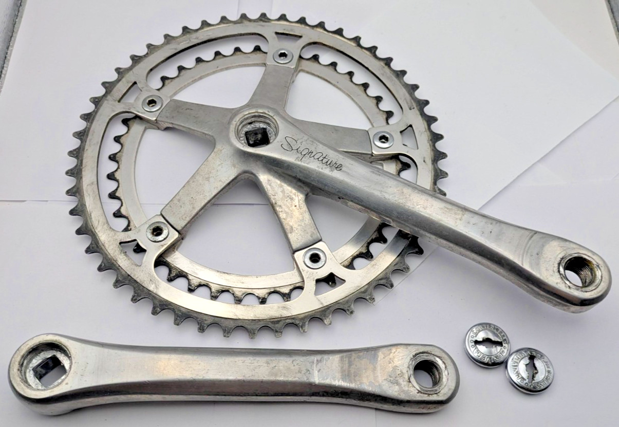 SAKAE SR SIGNATURE CRANKSET 175MM 42T 52T SILVER ALUMINUM DOUBLE JAPAN
