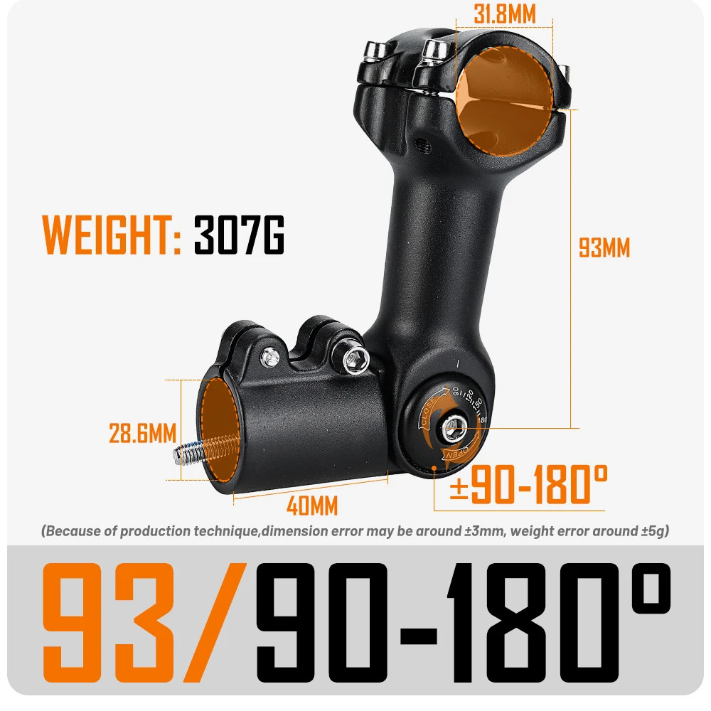 Bicycle Adjustable Stem 25.4/31.8mm Riser Bicycle Handle 60 / 80 / 93 / 100mm