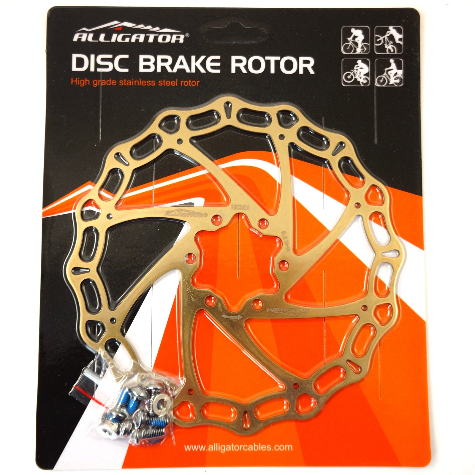 ALLIGATOR Crown MTB Road Bike Disc Brake Rotor – Ti Gold 160/180/203mm