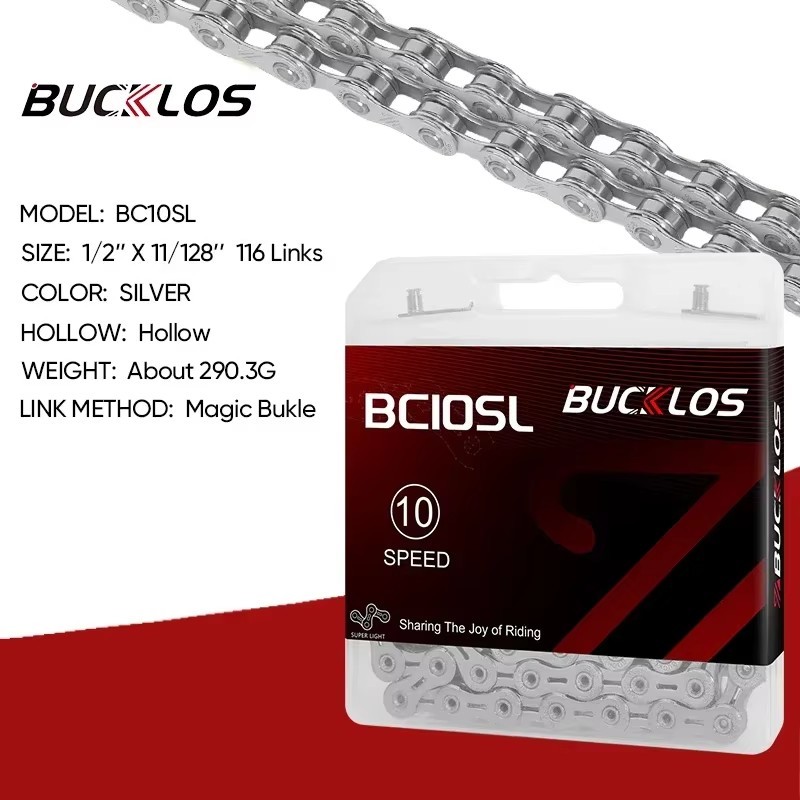 BUCKLOS MTB Road Bike Cassette Chain SL 10/11/12 Speed 116 Links for Shimano US