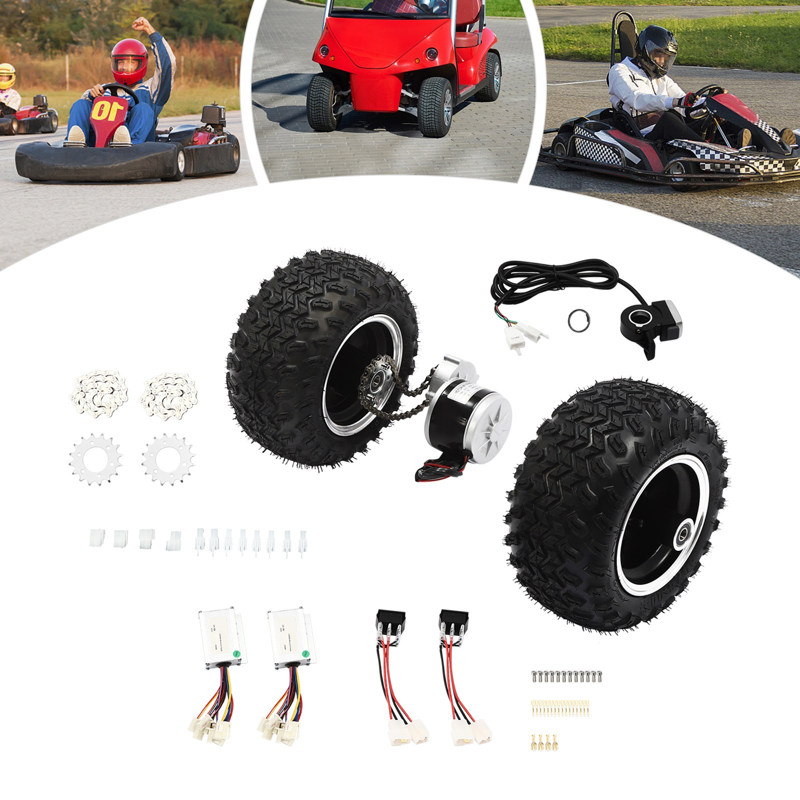 10″ 24V 250W Electric Cart ATV Motor Air Wheel Set Beach Scooter Conversion Kit