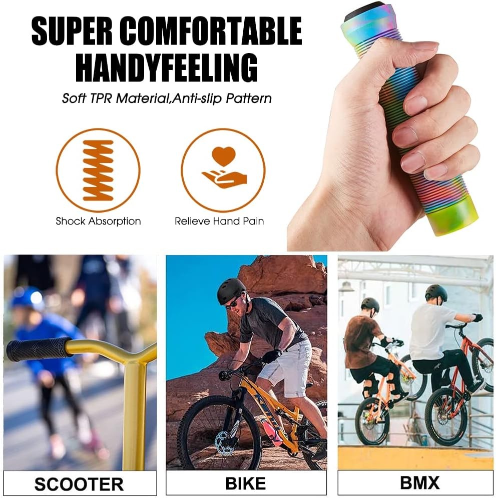 Scooter Grips – Mixed Color MTB & BMX Handlebar | 145mm 145mm, Rainbow