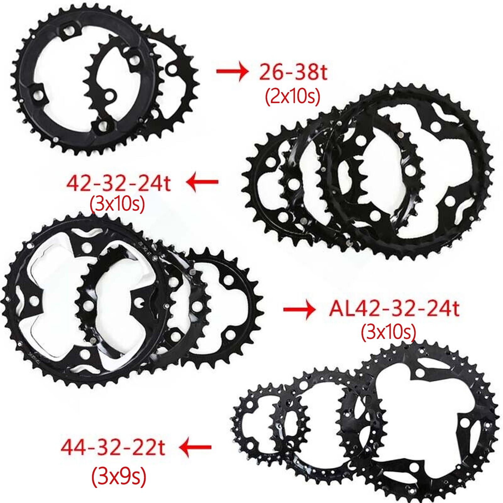 104/64BCD MTB Crankset 22-44t fit Shimano Bike Double Triple Chainrings Sprocket