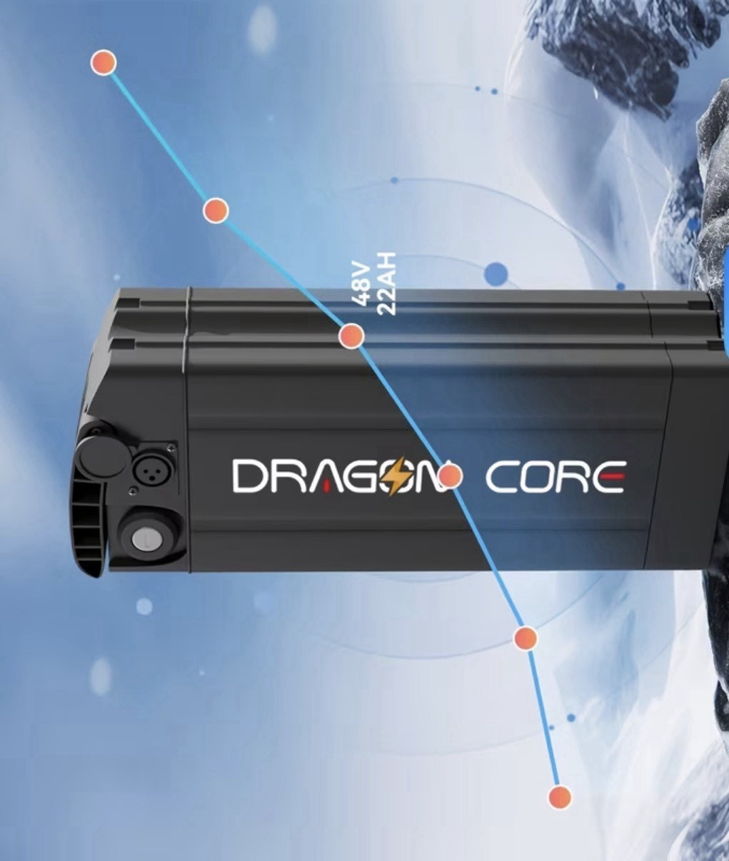 DRAGON CORE 48V 15Ah 720Wh Lithium E-Bike Battery, Black, 3-Pin, Lock