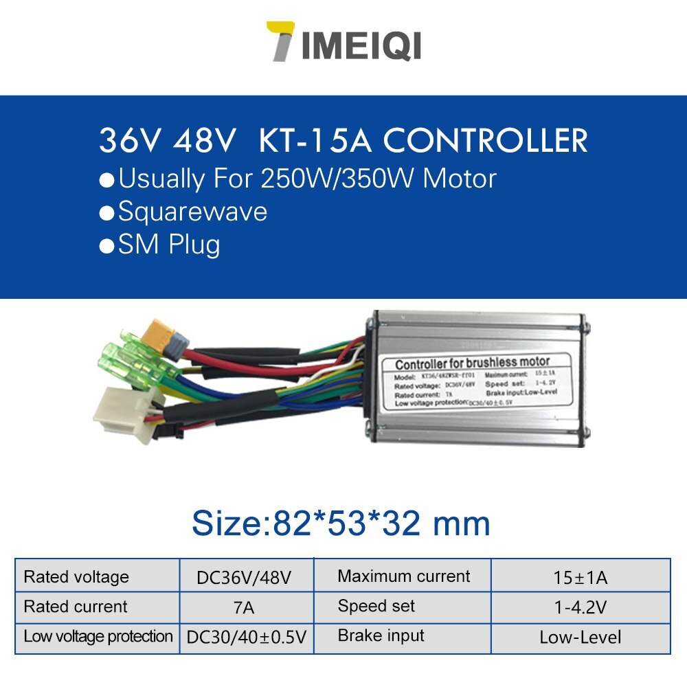 Electric Bike Controller 24V 36V 48V 250W-1500W Squarewave Controller