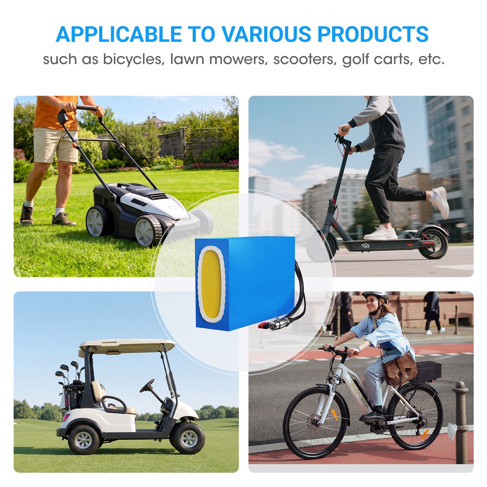 Ebike Battery 36V 48V 52V 60V 72V 40Ah 30Ah Lithium for 0-5000W Motor Waterproof