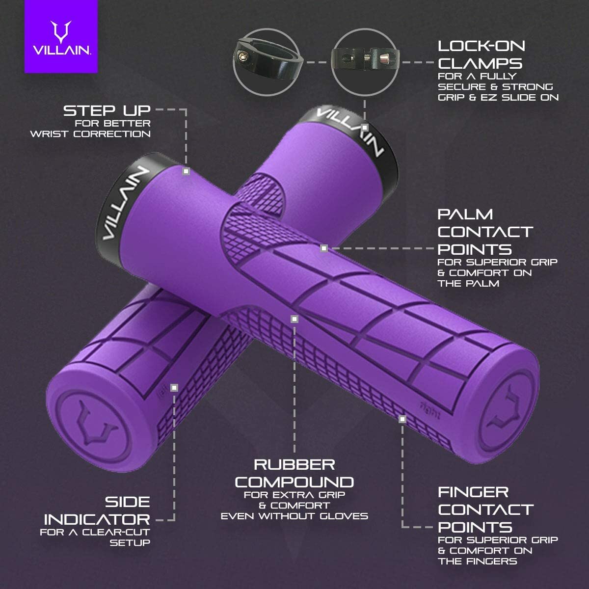 VILLAIN – Arrest 1st Offense Universal Handlebar Grips For Bicycle Ergonomic