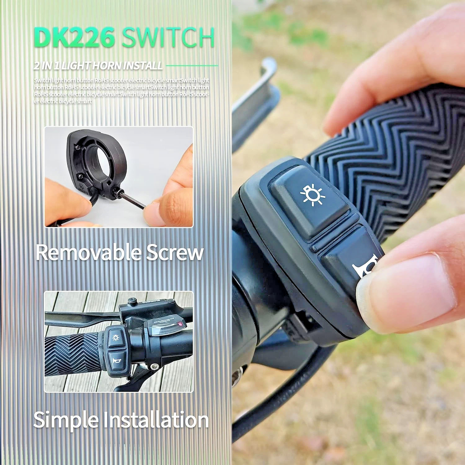 E-Bike Light Switch DK226/DK336 Ebike Lamp and Horn Switch for Electric Bike Sco