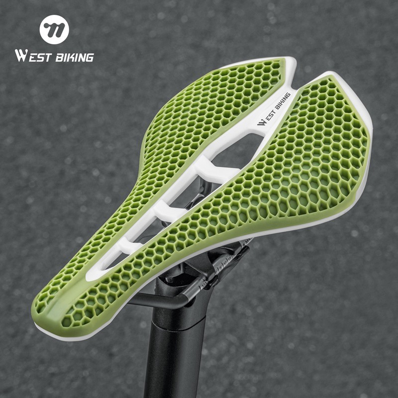 WEST BIKING Bicycle Saddle 3D Honeycomb Hollow Racing Bike Seat Cushion Green