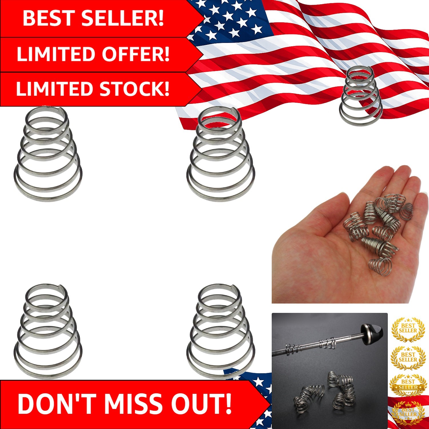 4-Pack 304 Stainless Steel Universal Quick Release Skewer Springs for Bikes