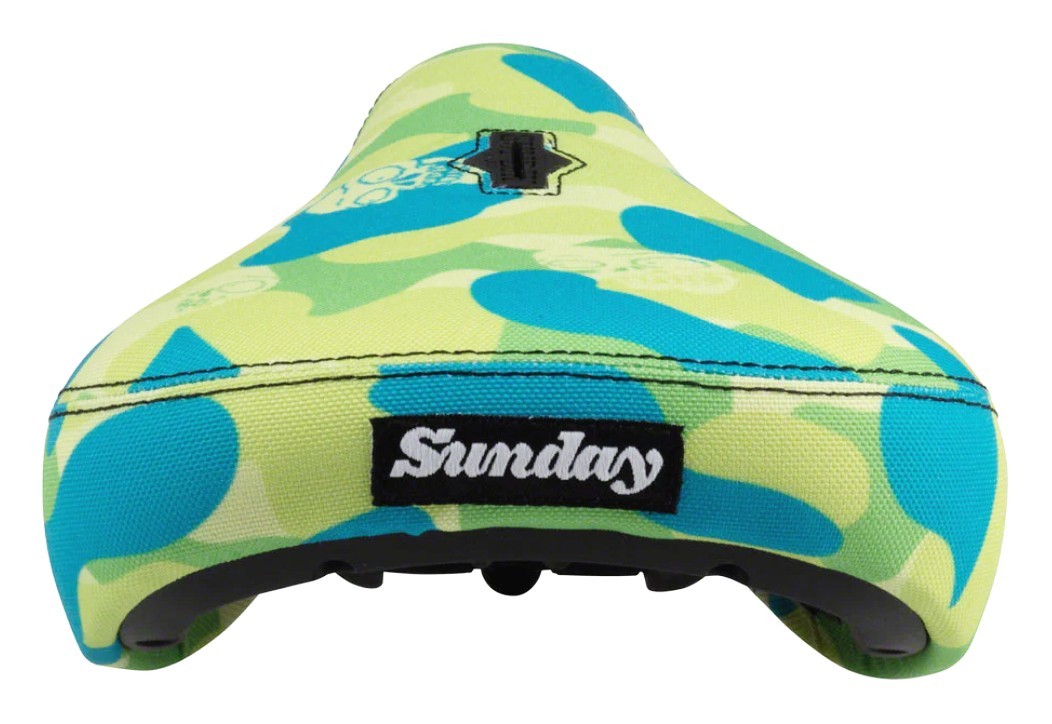 RARE Sunday Camosweep Fat Pivotal BMX Seat – Green Blue – Bicycle Padded Saddle