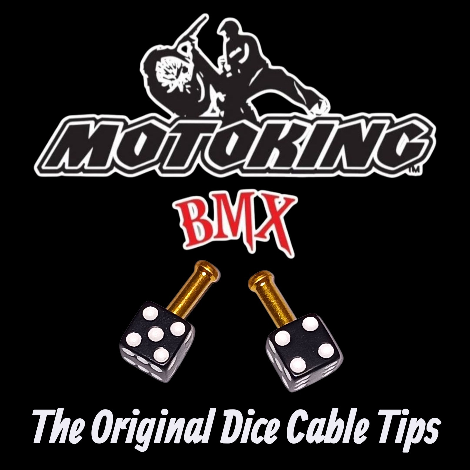 MOTOKING BMX ORIGNAL DICE CABLE TIPS BLACK/GOLD (PAIR)