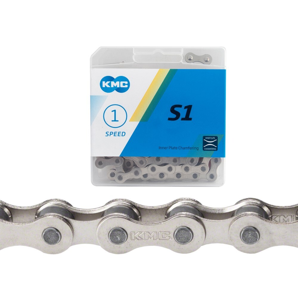 KMC S1 Chain Single Speed 1/2″ x 1/8″ 112 Links Silver – BMX Track Fixed Gear