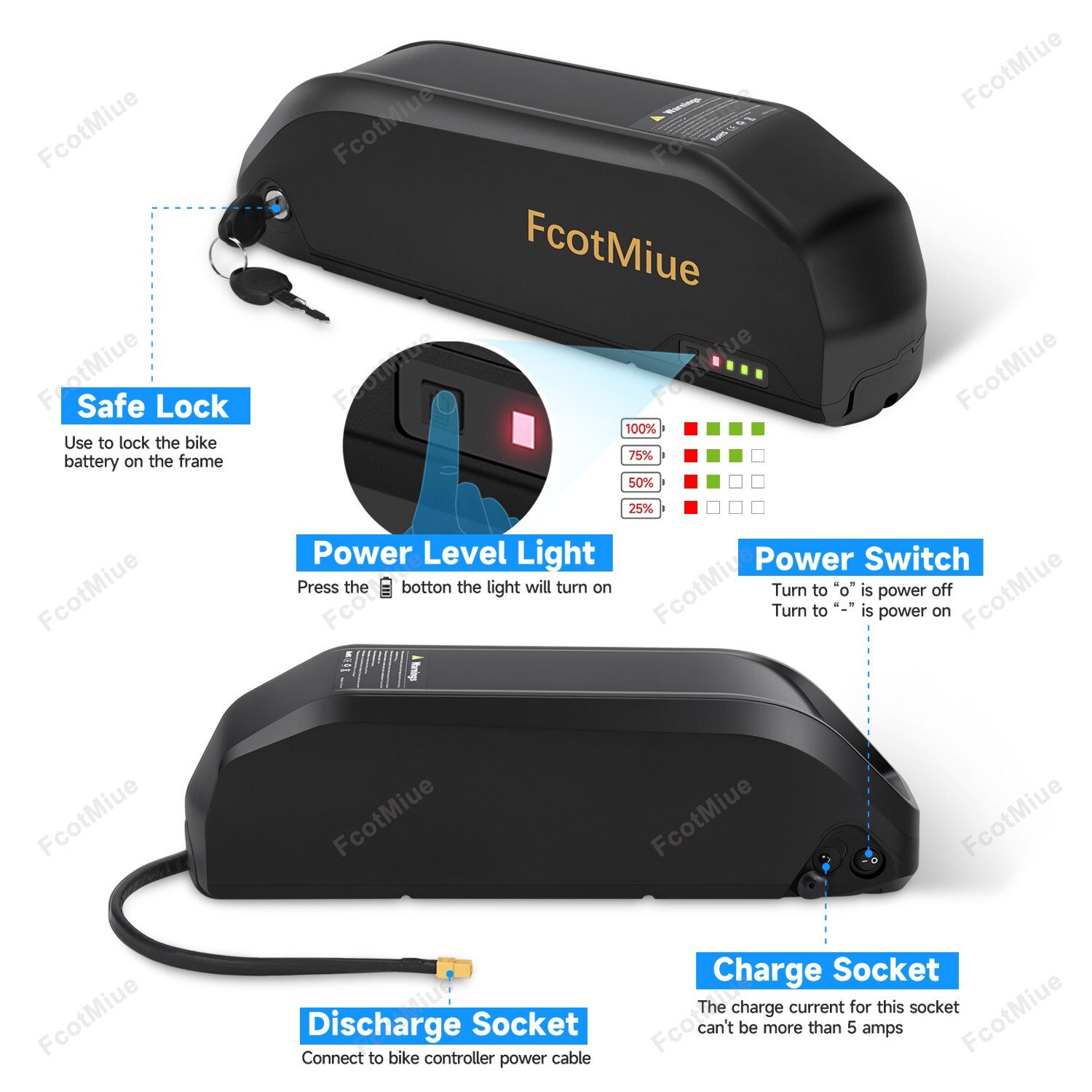 48V 13Ah Ebike Battery Pack Polly DP-6 for Electric Bicycle Lithium Batteries