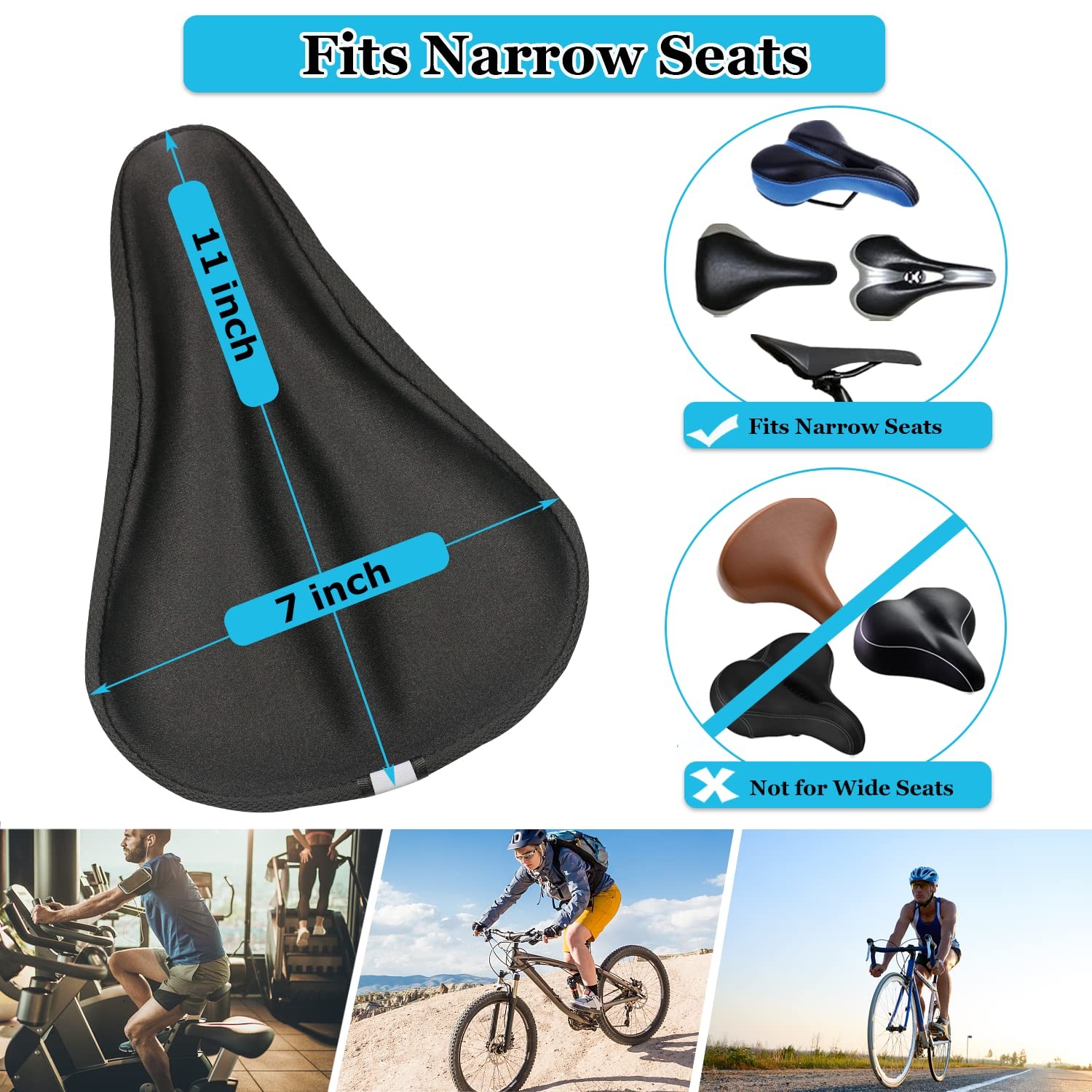 Gel Bike Seat Cover Padded Bicycle Saddle Covers for Women& Men Most Comfortable