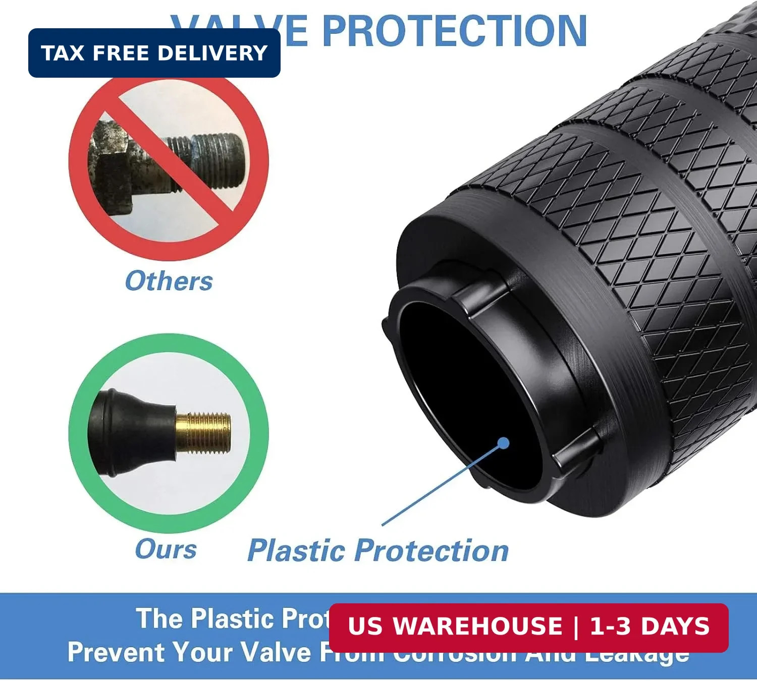 CKAuto Tire Valve Stem Caps, Black, 4 pcs/Pack, Anodized Aluminum Tire Valve Cap