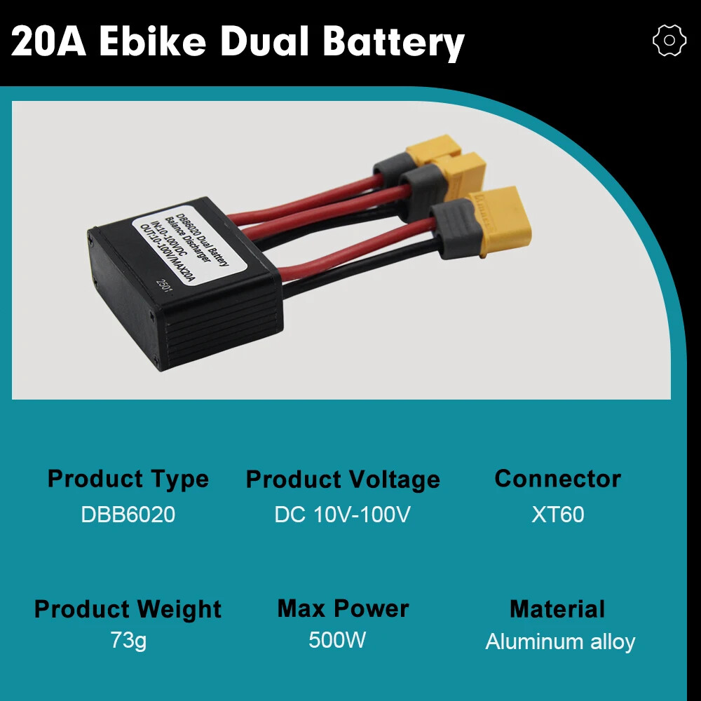 E-bike Dual Battery Connection Adapter Switcher Lncrease 20V-72V 20A/30A/40A