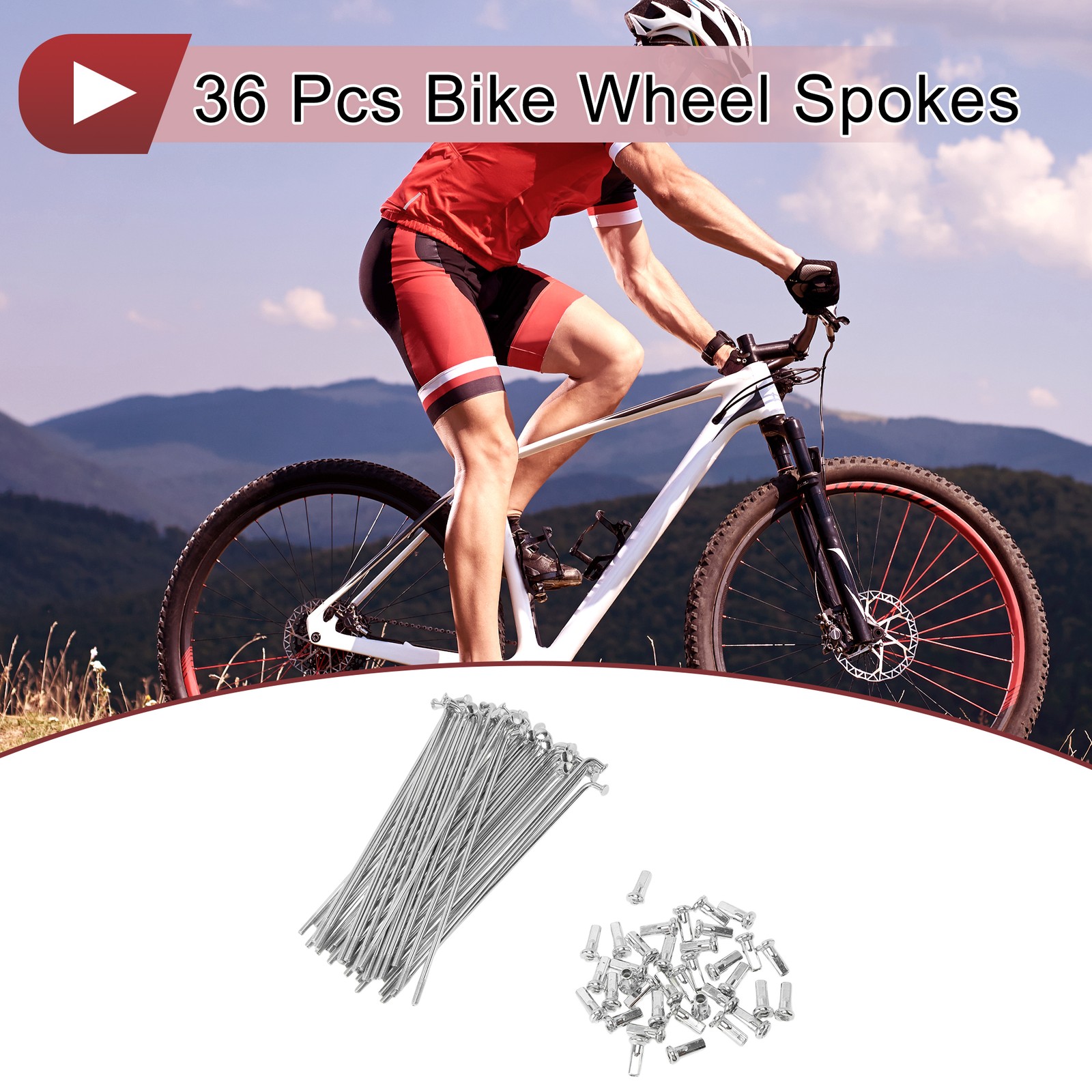 36Set 12G Bicycle Spokes 114mm Bike Wheel Spokes 45 Steel Galvanized Silver Tone