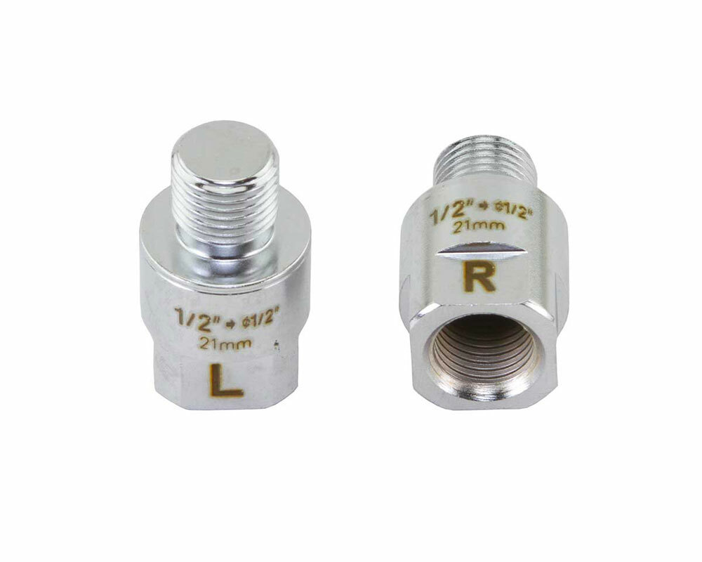 Bicycle Loose Ball Steel Pedal Extenders 21mm 1/2 Crank to 1/2 Pedal Chrome Set.