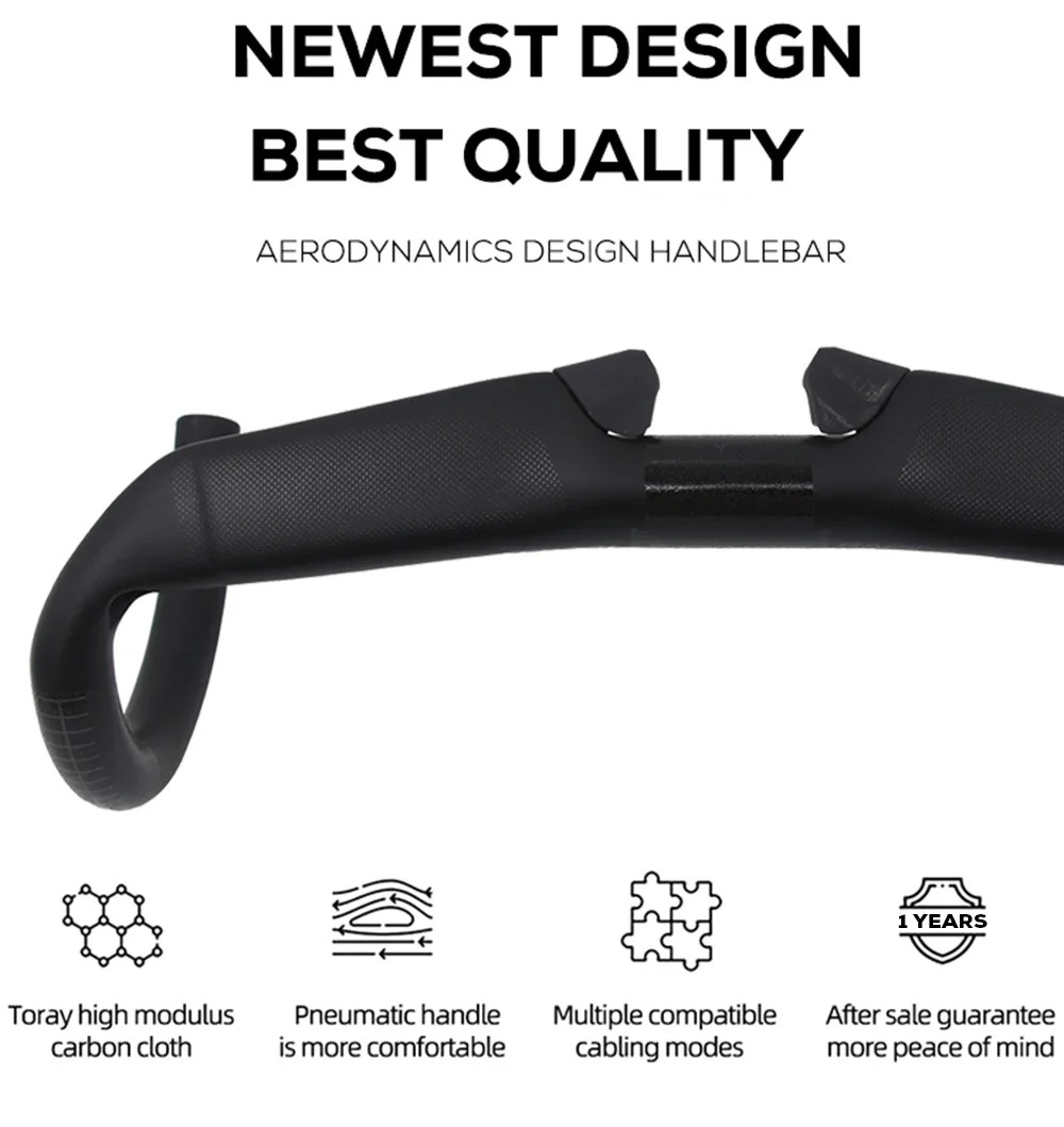 Carbon Fiber Gravel Bike Handlebar 31.8mm Clamp 380mm 400mm 420mm 440mm