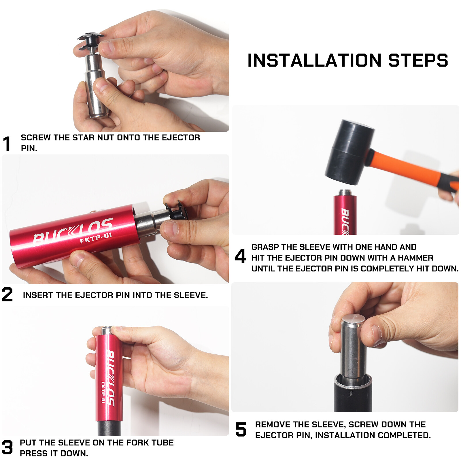BUCKLOS Bike Fork Star Nut Setting Install Tool with Free Star Nuts and Spare
