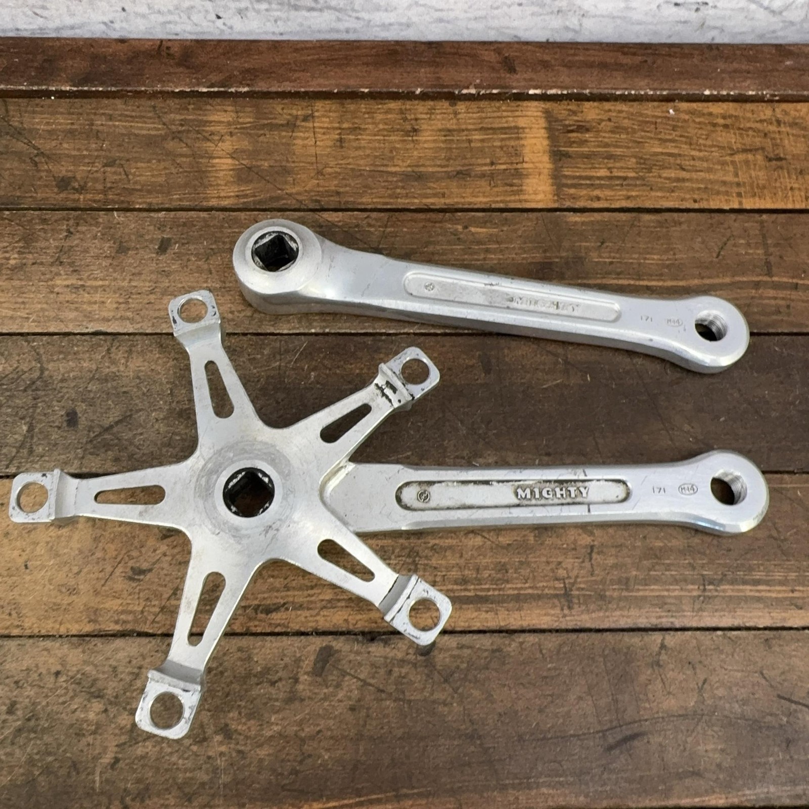 Vintage Sugino Mighty Crank Set 171 Mm 144 BCD S-Crown BMX 70s 80s Alloy Cranks