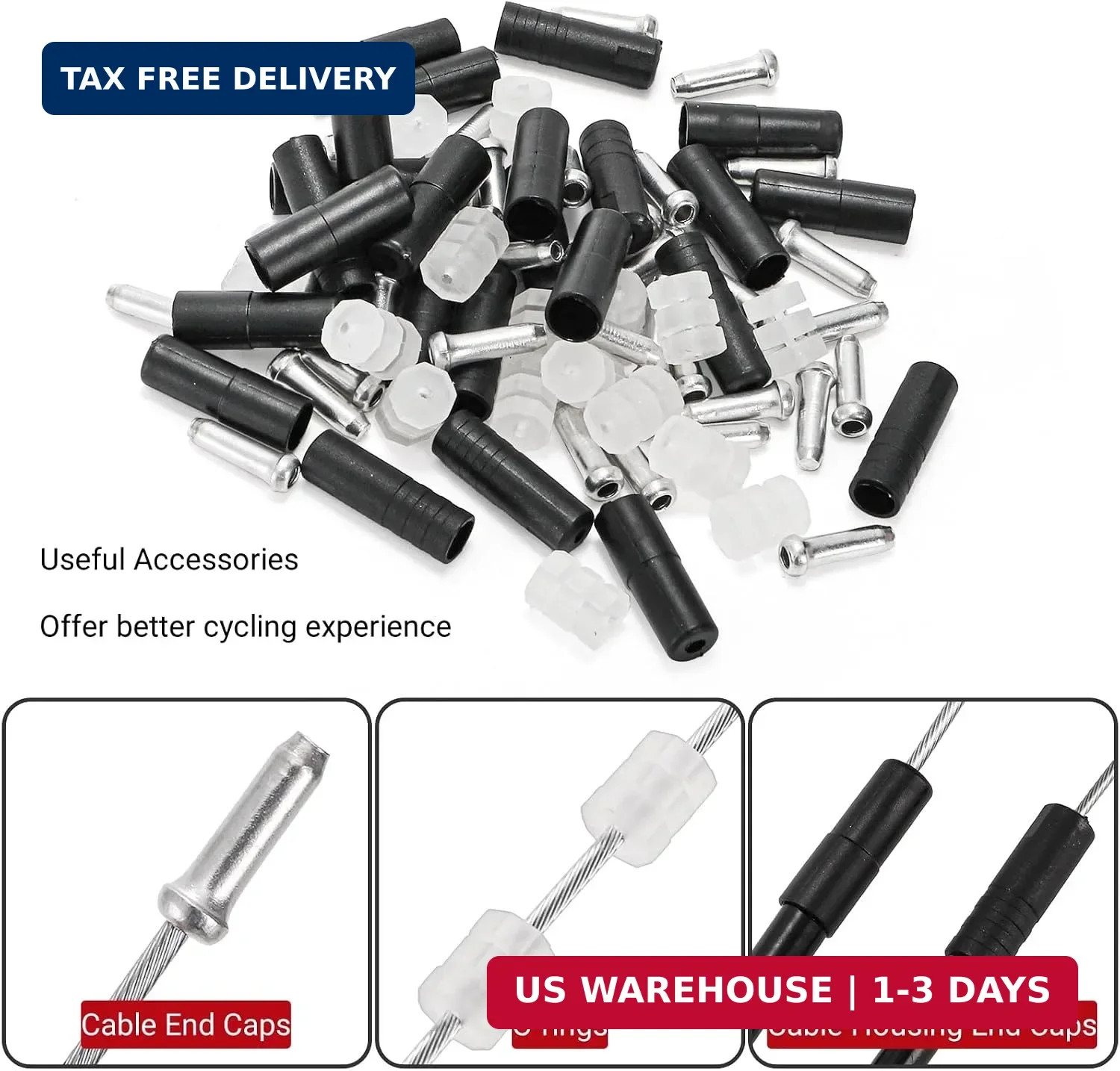 Bike Cable Kit, Cutter End Caps Included, 91 Pieces | Bicycle Shift Brake Cable,