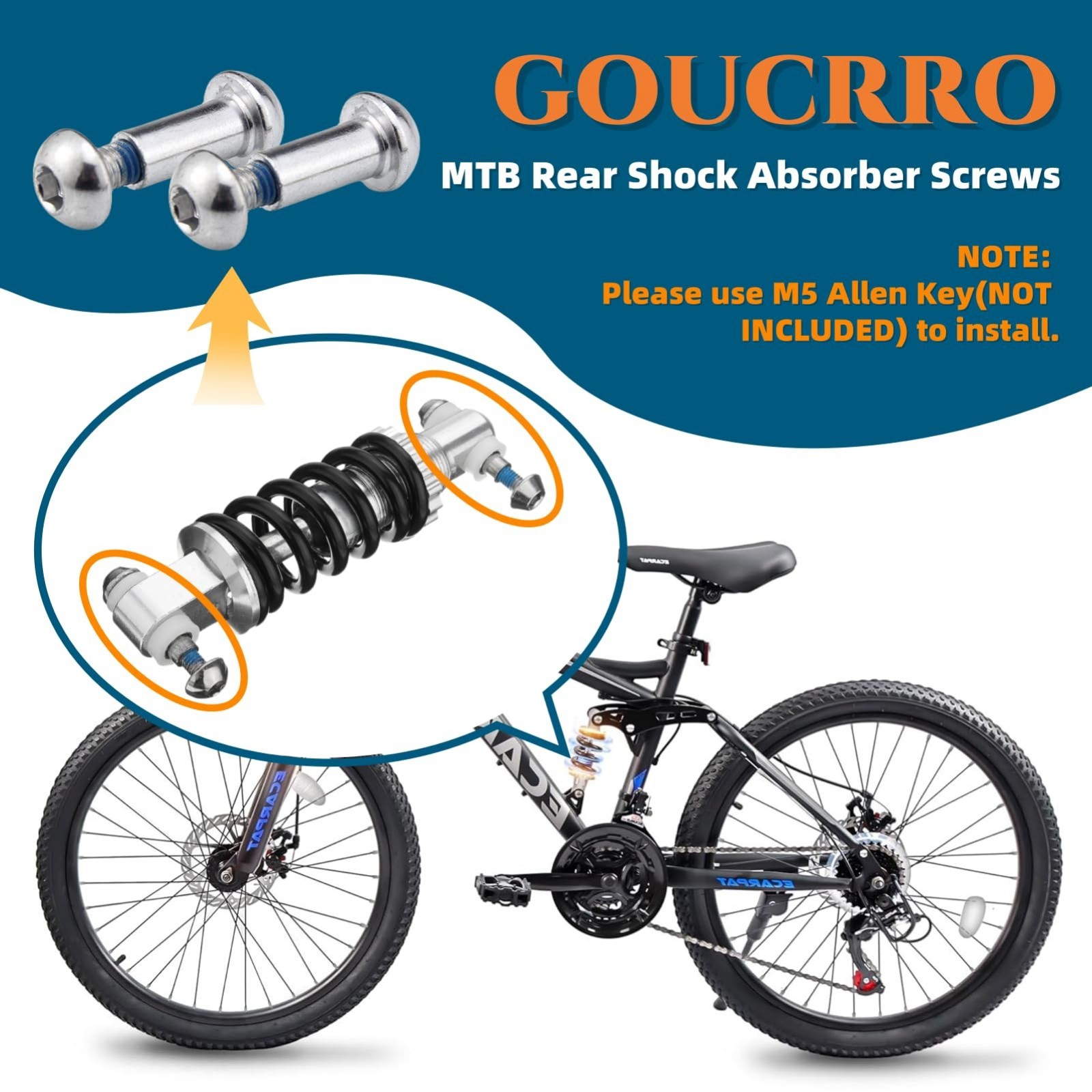 MTB Rear Shock Absorber Bolts 25-86mm Full Suspension Bike M8 Hex Socket Screws