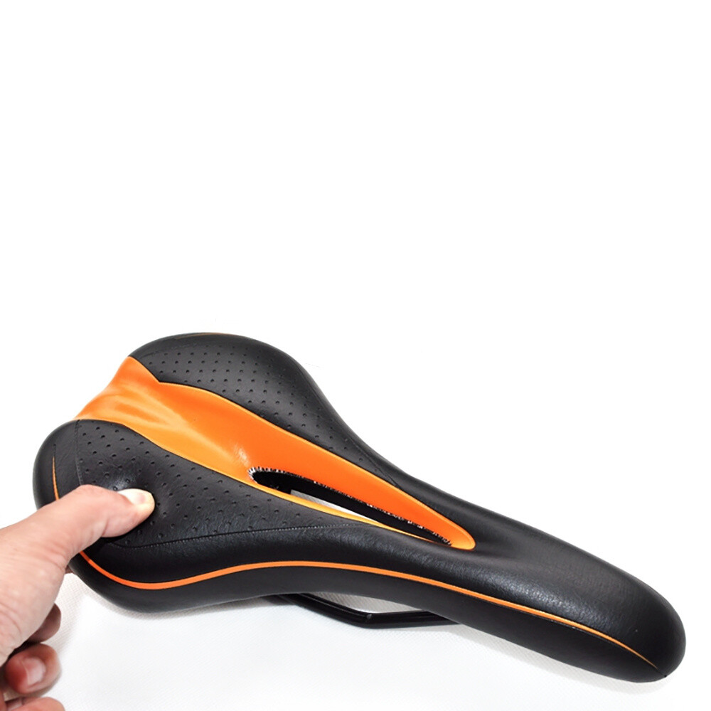 MTB Bicycle Saddle Soft Hollow Comfort Orange Black Road Bike Seat Cushion Pad