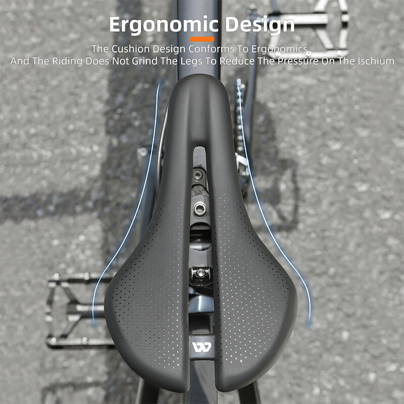 WEST BIKING Carbon Fiber Leather Bicycle Saddle Hollow Road Bike Seat Saddle