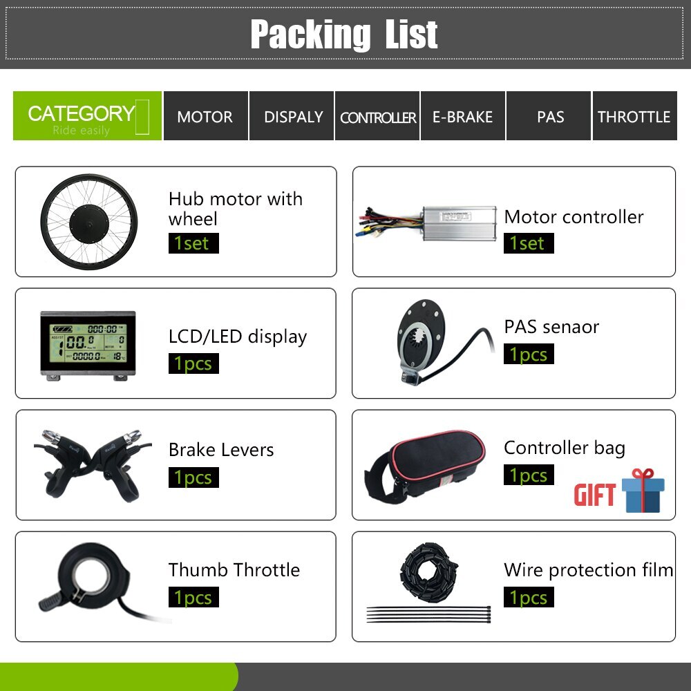 20/24/26 Inch Snow E-bike 48V 1500W Rear Cassette Hub Motor Wheel Conversion Kit