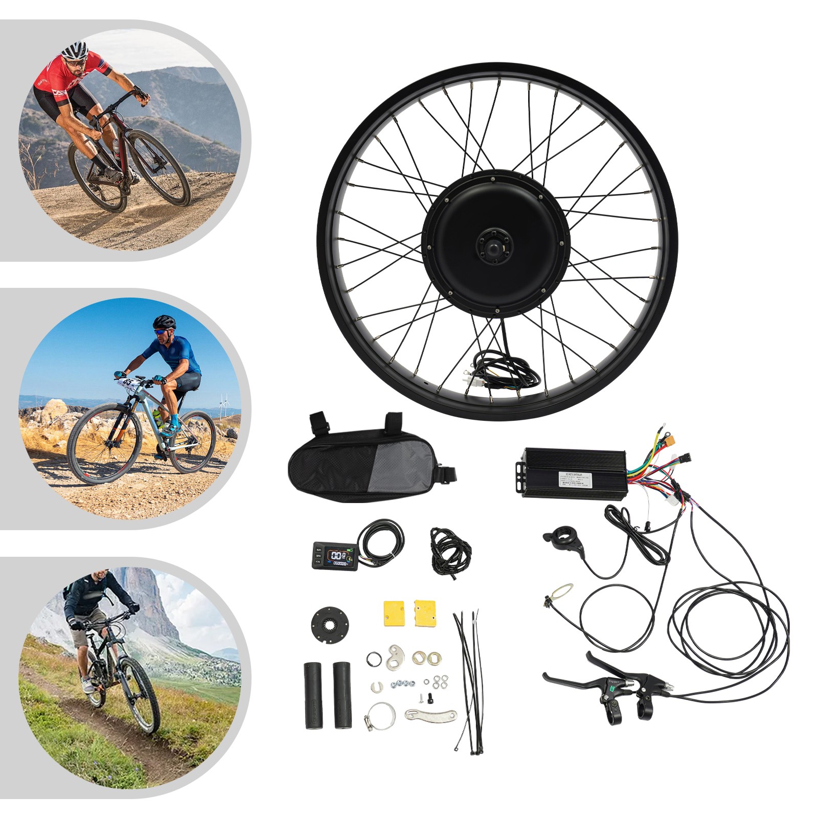 26″ 48V 1500W Electric Bicycle Motor E-Bike Front Wheel LCD Conversion Kit NEW