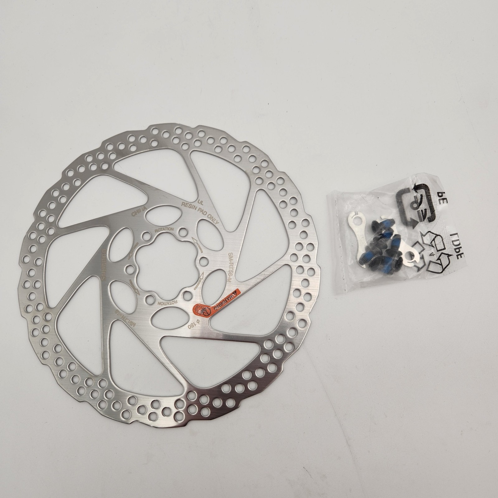 Shimano RT56 180mm 6-Bolt Resin Pad Only Disc Brake Rotor & Hardware NO PACKAGE