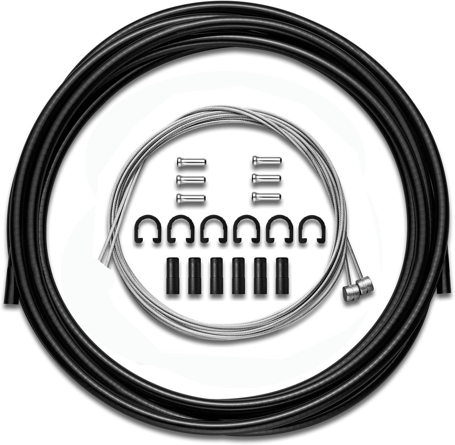 Bike Brake Cable Set 9.8ft Black | Brake Housing, Ferrules, End Caps