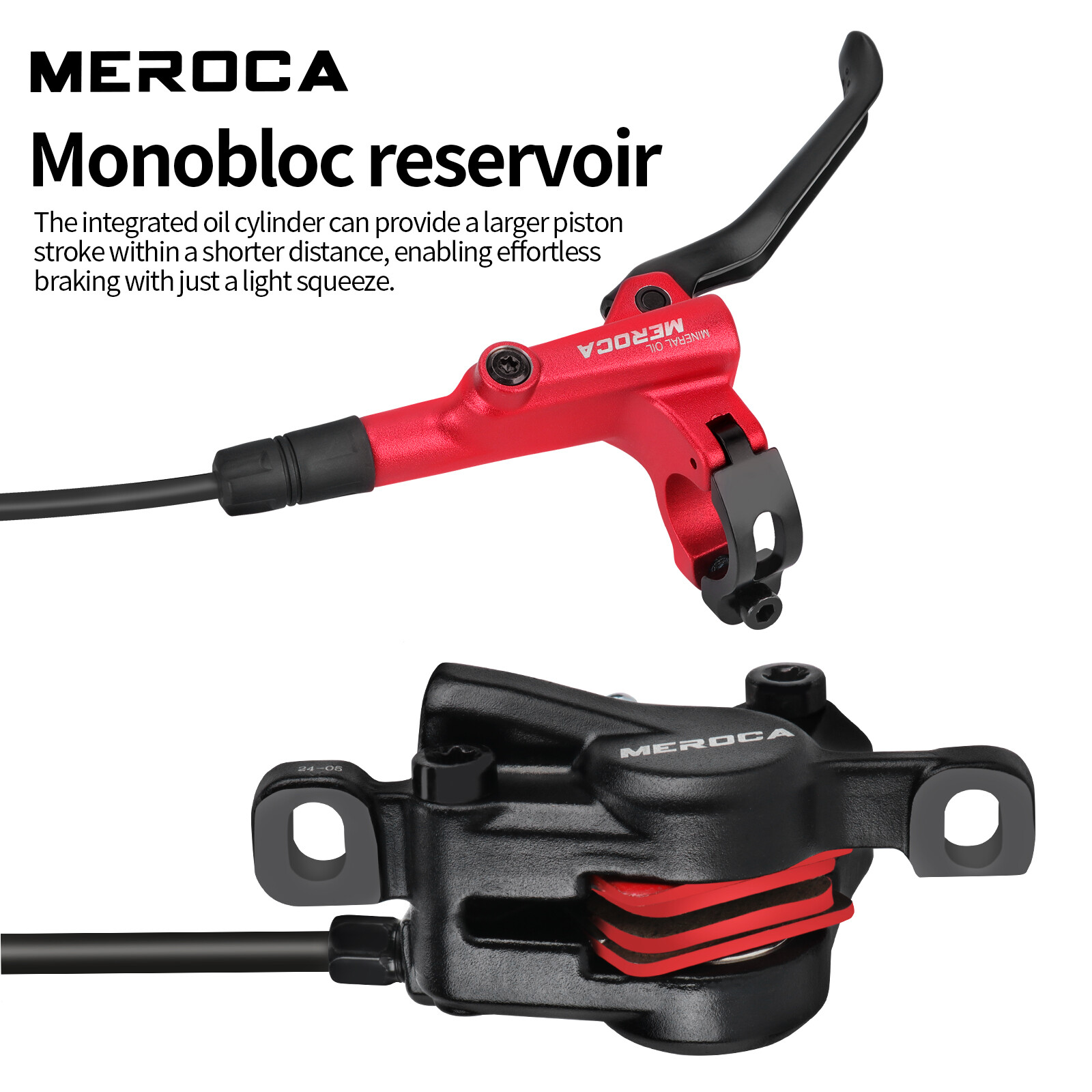 MEROCA MTB Bike Hydraulic Disc Brake 2-Piston Front/Rear 800/1400mm +160mm Rotor