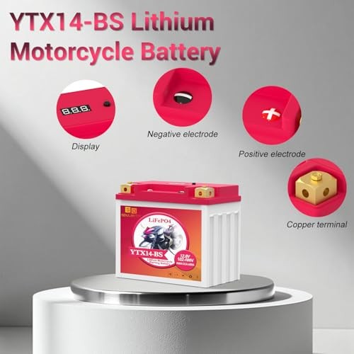 YTX14-BS Lithium Motorcycle Battery, ATV Battery 12V 8AH 600CCA YTX14-8AH