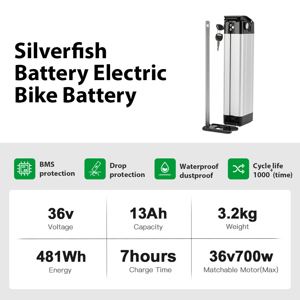Silverfish Lithium Battery 36V 48V 10.4Ah 13Ah 15Ah 17.4Ah Ebike Battery Bicycle