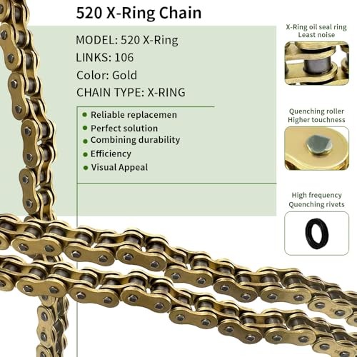 Gold 520 X-Ring Chain – UniversalEnhanced Durability & Performance 106 Links 1