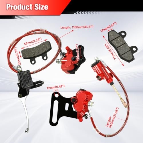 Pit Bike Front & Rear Hydraulic Disc Brake Caliper Assembly Red