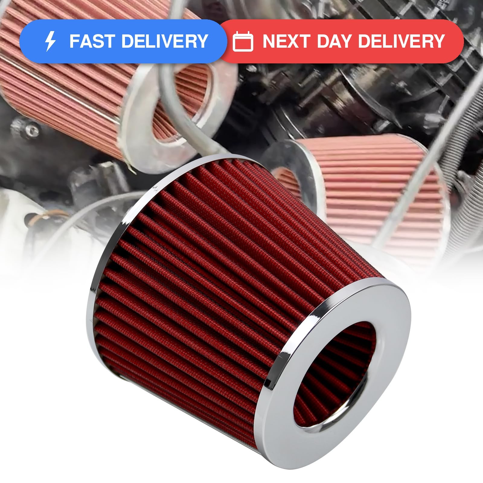 RYANSTAR RACING 63mm 2.5″ High Flow Round Tapered Cone Cool Air Filter…