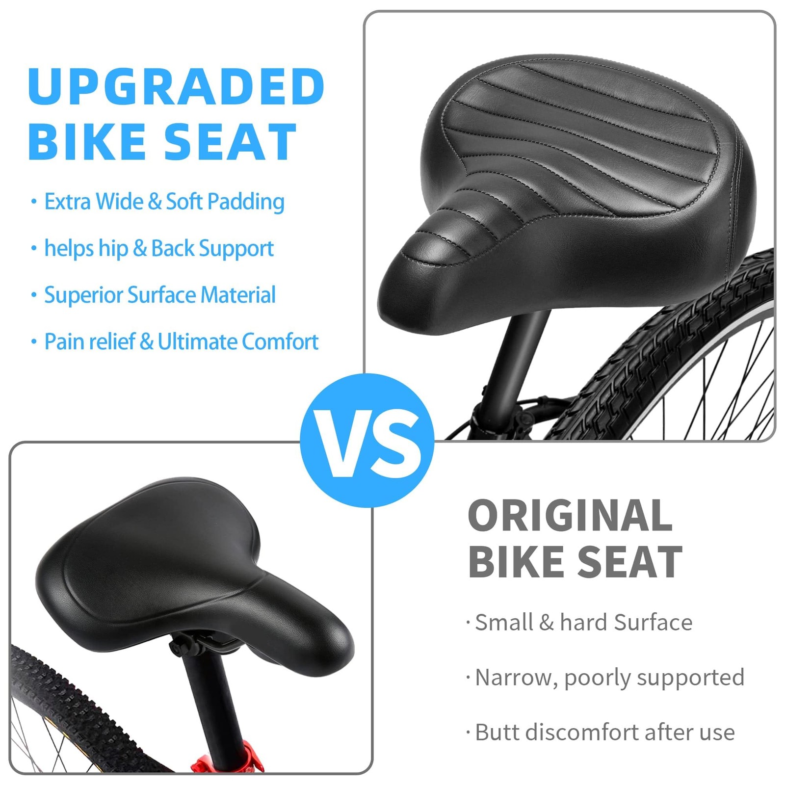 CDYWD Wide Bike Seat for Men Women Comfort, Large Soft Padded Large, C2 Black