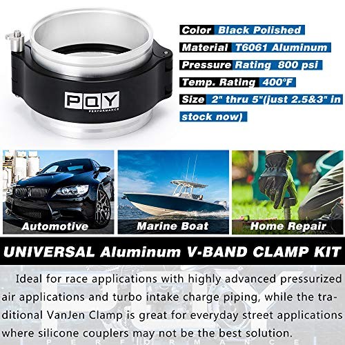 2.5 Inch Quick Release V Band Clamp with Flange Aluminum Quick Connect 2.5″