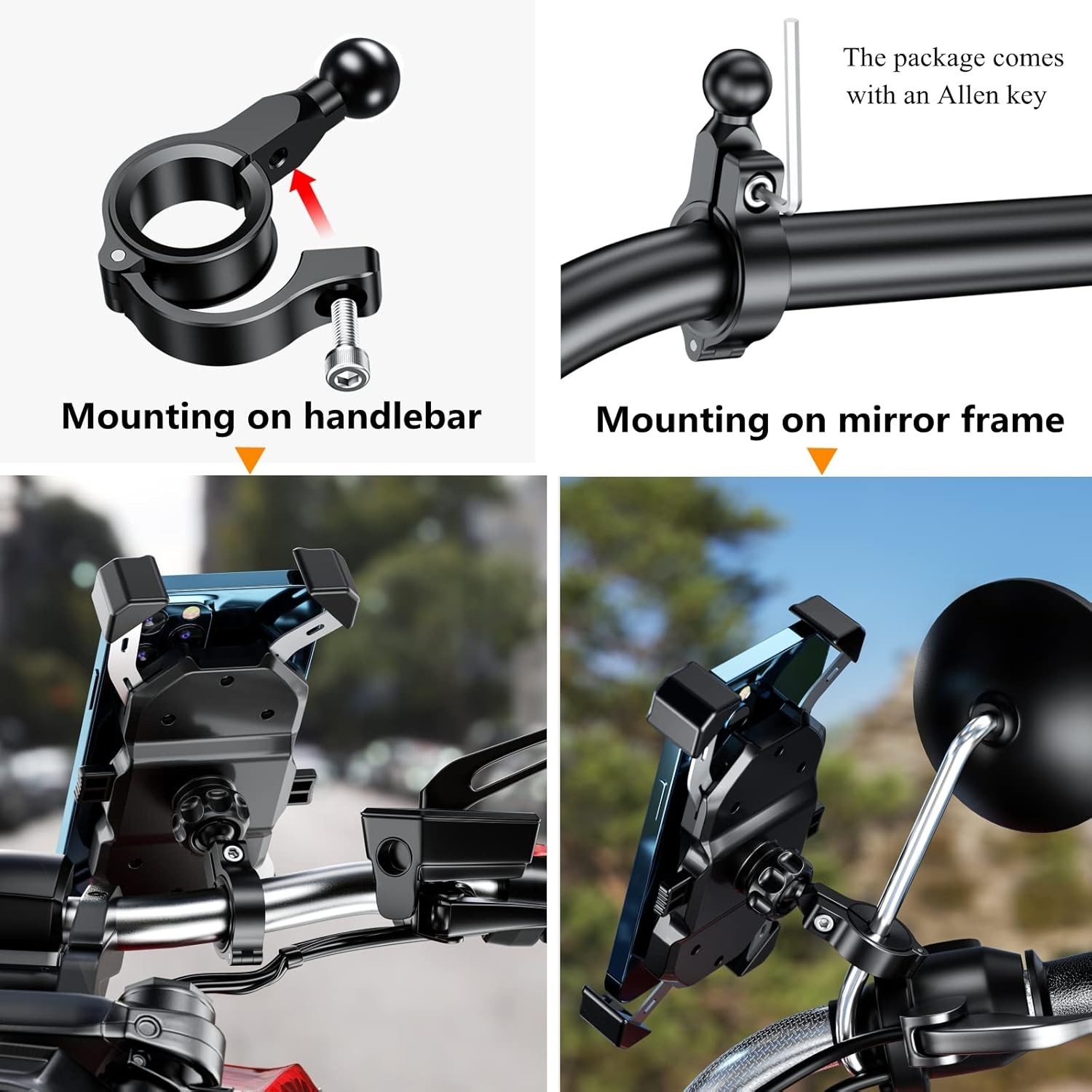 Aluminum Alloy Handlebar Clamp Mount Base with 17Mm TPU Ball for round Rails Dia