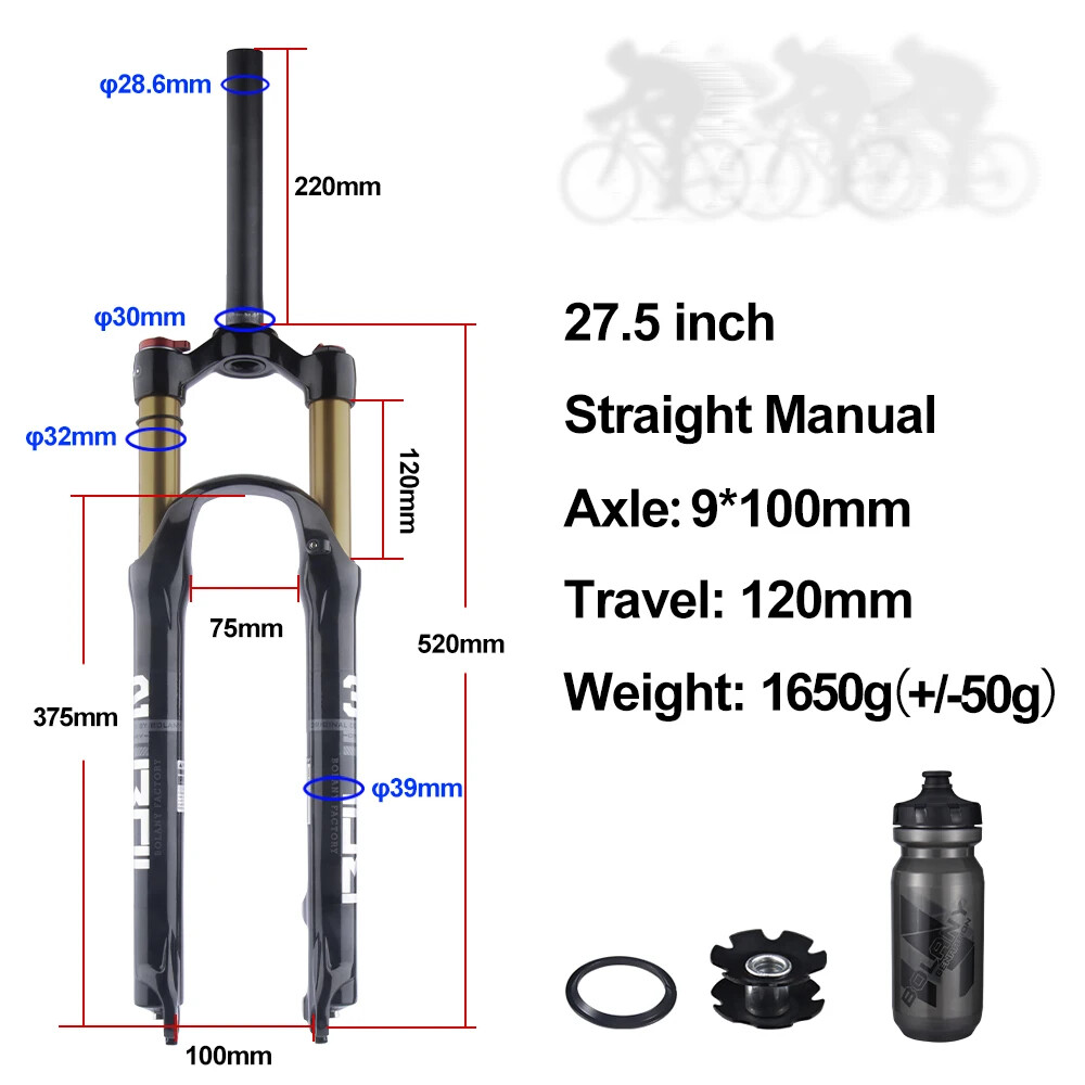 26/27.5/29Inch Mountain Bike Air Supension Frok 120mm Air and Oil Remote QR Fork
